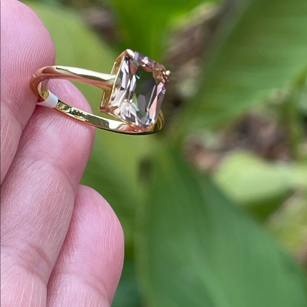 NWT Elegant Natural Ametrine 18k Gold Plated Ring over 925 Silver 10X8mm Size 8